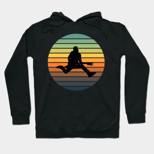 Guitar Player with A Retro Sunset Background for Music Lovers Hoodie